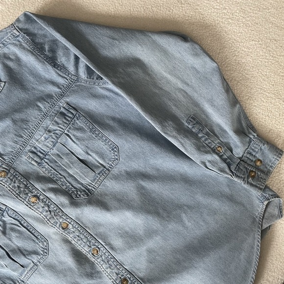 Vintage Marlboro Country Store Denim Shirt Mens Med Light Wash Grunge Y2k Cowboy - Picture 6 of 16